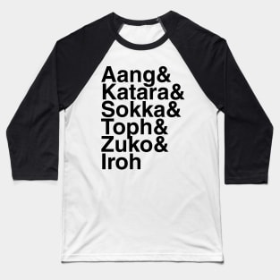 Avatar The Last Airbender Helvetica List Baseball T-Shirt